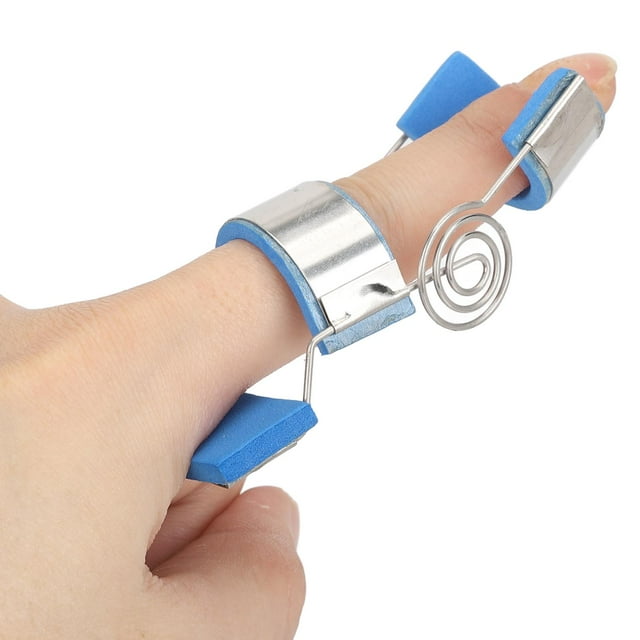 Finger Correcting Fixation Splint, Rehabilitation Exercise Universal Size Finger Extension Splint Training Device Blue Soft Pad for Finger Cramp