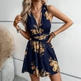 thumbnail image 2 of ZEHJUHAN Women's Deep V-Neck Floral Print Jumpsuit - Sexy Back Tie Detail Shorts Romper For Summer Dark Blue，L, 2 of 6