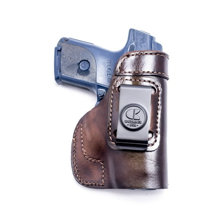 OUTBAGS USA Brown Full Grain Leather IWB Conceal Carry Gun Holster for Glock 19 G19, Glock 23 G23. Handcrafted in
