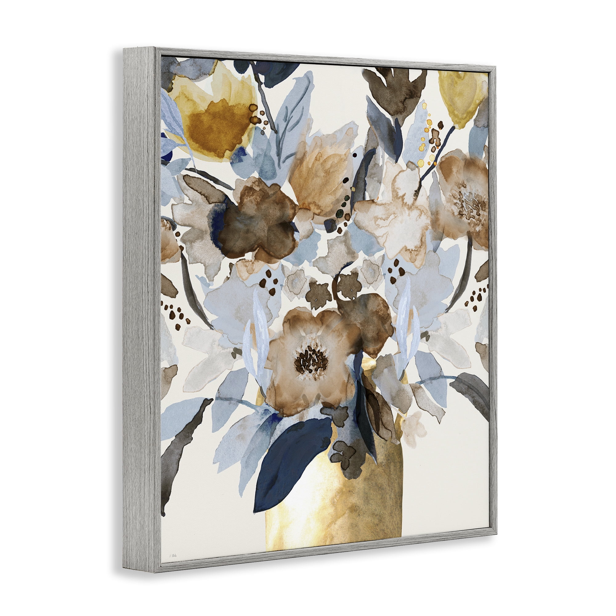 Stupell Industries Expressive Earthy Blossoms Gray Framed Giclee Art, design by Val Rhodes