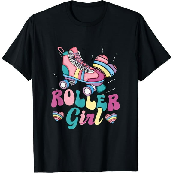 Roller Girl Skater Skating Retro Vintage 70s 80s 90s Skates T-Shirt men and women can wear, black, white, gifts