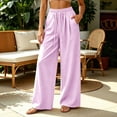 thumbnail image 5 of VBVC Women's Ribbed Wide Leg Lounge Pants, Elastic Drawstring Waist Casual Pants For Women , Ladies' Lightweight Soft Trousers with Pockets, Pink , S-2XL, 5 of 10