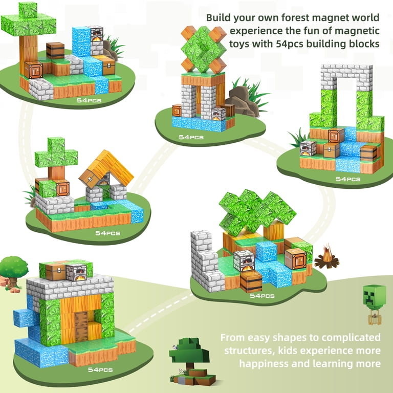 Minecraft Magnetic Block Build Simple Machine Boys Toys Age 4-6 222PCS Magnetic Blocks-Build Mine Magnet World ...