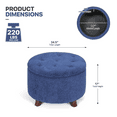 thumbnail image 2 of MoNiBloom Storage Ottoman with Padded Seat, Modern Cotton-linen Footrest, Round Seat Stool, Navy Blue, 2 of 8