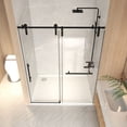 thumbnail image 2 of Leumius 50-54" x 76" H Frameless Sliding Shower Door,5/16" Clear Tempered Glass Sliding Shower Door,Stainless Steel Frame,Matte Black, 2 of 8