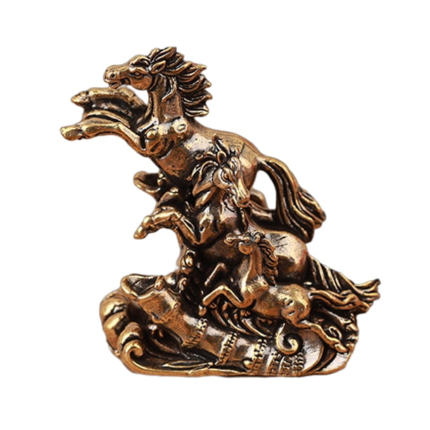 Estatua de caballo Feng Shui 2026, adorno de mesa de latón, recuerdo de bendición de Año Nuevo chino, escultura de animal del zodíaco para la decoración del hogar del Festival de Primavera.
