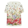 thumbnail image 5 of Tops con estampado de flores recortadas en el hombro de manga corta con cuello redondo a la moda para mujer Fridja bn6170, 5 of 5