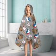 thumbnail image 6 of Baseball Items Pattern Hooded Bath Towel，50"x30" for Ages 3 To 12 Kids, Quick Dry Lightweight Soft Microfiber Hood Beach Towel Cover Up for Kids, 6 of 7