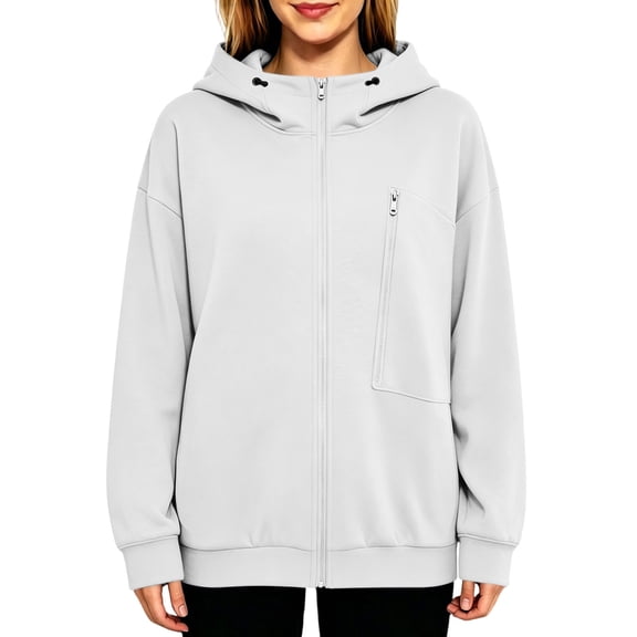 Vrorvz Full Zip Sweatshirt for Women Hoodies Long Sleeve Shirt Oversized Casual Fashion Jacket with Pocket