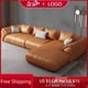 thumbnail image 2 of Hot Sale Light Luxury Leather Sofa First Layer Cowhide 3 Seater L Shaped Sofa Full Body Chaise Corner Down Sofa Divano Furniture My Lux Decor Round, 2 of 14
