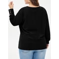 thumbnail image 6 of SHEWIN Womens Blouse Plus Size Tops Lace V Neck Long Sleeve T Shirts Dressy Eyelet Embroidered Tunics Top Spring Fall Blouses Black 5X, 6 of 9