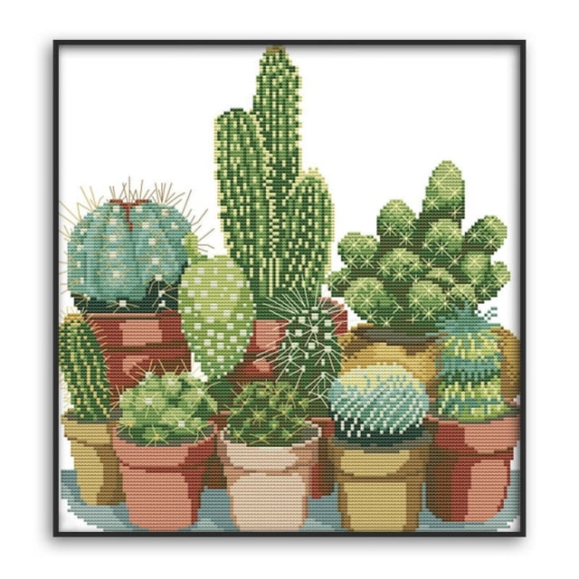 Punto de Contado de Patrones de Cactus Conjuntos de Punto de Impresos 11CT Bordado Costura
