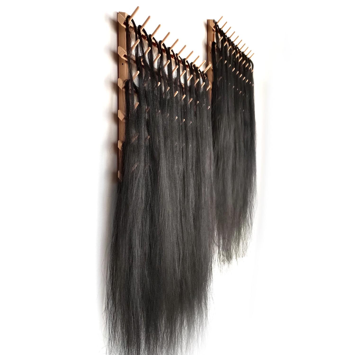 Braiding Hair Rack Braid Rack 120 Pegs Non-slip Hair Rack for Braiding Hair,  Double Sides Braid Hair Holder Stand with Hair Braiding Tools and Supplies  (120 Spool -wood color） 