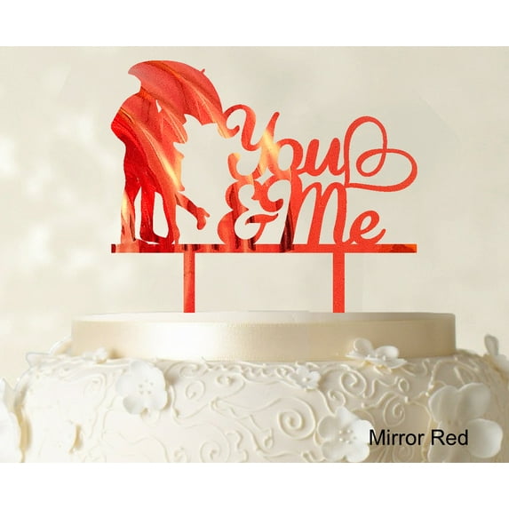 "You And Me" Wedding Cake Topper Silhouette Custom Couple Cake Topper Cake Decorations Option Available 6"-7" Inches Wide