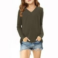 thumbnail image 4 of FAIWAD Girls Long Sleeve Tops Kids Soft Casual V Neck Tops Solid Color Basic Cute Clothes for Teen Girls, 4 of 5
