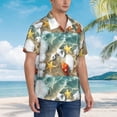 thumbnail image 3 of Gaeub Seashell On The Beach Print Men's Hawaiian Shirt,Button Down Short Sleeves Shirts,Tropical Beach Casual Button Down Shirts,3X-Large, 3 of 7
