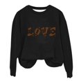 thumbnail image 1 of Rbaofujie Chandails pour Filles Femmes Décontracté Imprimé Col Rond Manches Longues Haut Ample Chandails en Molleton Noirs Chandails à Capuchon pour Femmes Tendance, 1 of 3