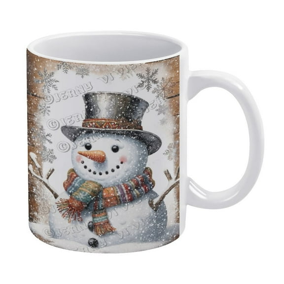 Novelty Coffee Mug - Cute Snowman Mug - 330 ml / 11 oz White Ceramic Cup