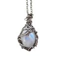 thumbnail image 2 of Soumake Clavicle Necklace Extension Chain Leaf Print Fine Workmanship Faux Moonstone Pendant Charm Necklace for Women, 2 of 8