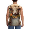 thumbnail image 4 of Balery Bucket Flower Cow Camisetas sin mangas para hombre, absorbe la humedad y protege contra el mal olor.-3X-Large, 4 of 7