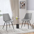 thumbnail image 3 of Topeakmart 2PCS Vanity Faux Leather Dining Chairs with Metal Legs for Dining Room, Gray, 3 of 9