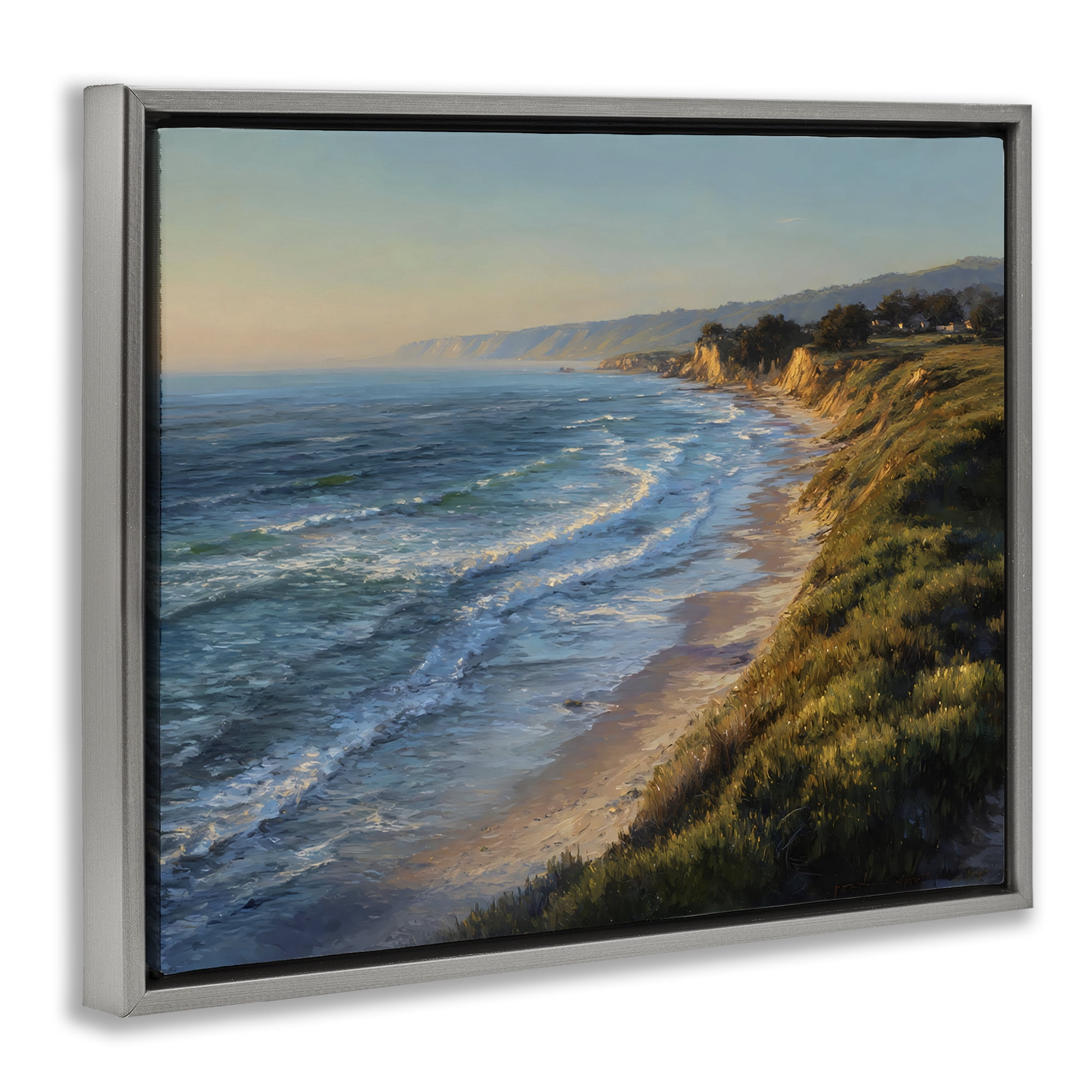 Stupell Industries Rounded Coastline View Gray Framed Floater Canvas Wall Art, design by Franklyn Gregory
