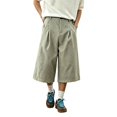 thumbnail image 6 of Migroa Men's Baggy Wide Leg Casual Shorts Mens Capri Pants Men’S Linen Pants Pleated Dress Business Elastic Waist Summer Shorts with Pockets Grey Xl, 6 of 6
