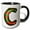 Black/White, variant on 3drose, Cute Red and Green Christmas Plaid Monogram Initial C, 15oz Mug