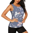 thumbnail image 2 of Fotbe Watercolor Flowers Butterfly Womens Loose Fit Casual Flowy Slim-Fit Tank Tops Athletic Round Neck Trendy Sleeveless Summer Tops for Gym and Yoga-Large, 2 of 9