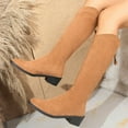thumbnail image 5 of Lovzfmll Knee High Boots Women, Boots Pointed Toe Back Zipper Low Heel, Block Heel Chelsea Boots Casual Khaki Boots, 5 of 8