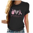 thumbnail image 2 of Luxalzxs Peace Love Cure Pink Ribbon Breast Cancer Awareness T-Shirt for Women Short Sleeve Crew Neck Leopard Cancer Fighter Tees Tops, 2 of 5