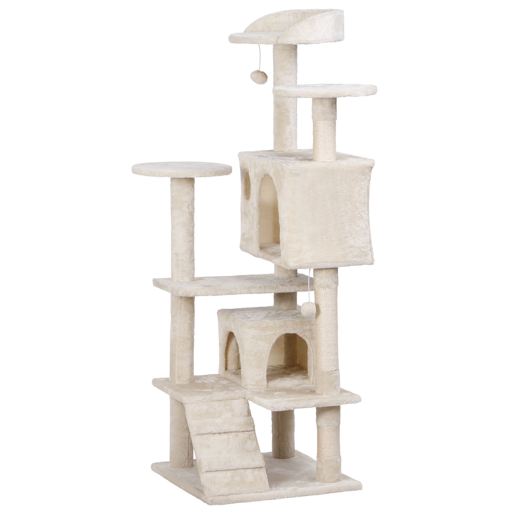 ZENSTYLE 53" Cat Tree Scratching Post Condo Tower Pet Kitty Playhouse, Beige