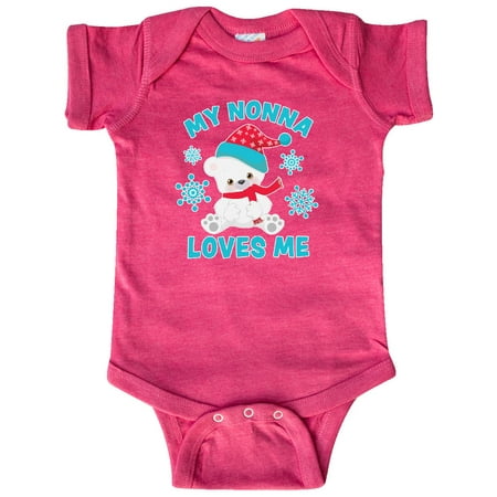 

Inktastic Polar Bear My Nonna Loves Me in Santa Hat with Snowflakes Gift Baby Boy or Baby Girl Bodysuit