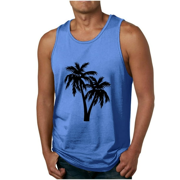 Camisetas de Tanque de los Hombres Tanque de los Hombres Incolor Gradiente de Impresión Cuello Redondo Correa Delgada Fuga Atrás Regular Casual Deportes Blusas de Tanque