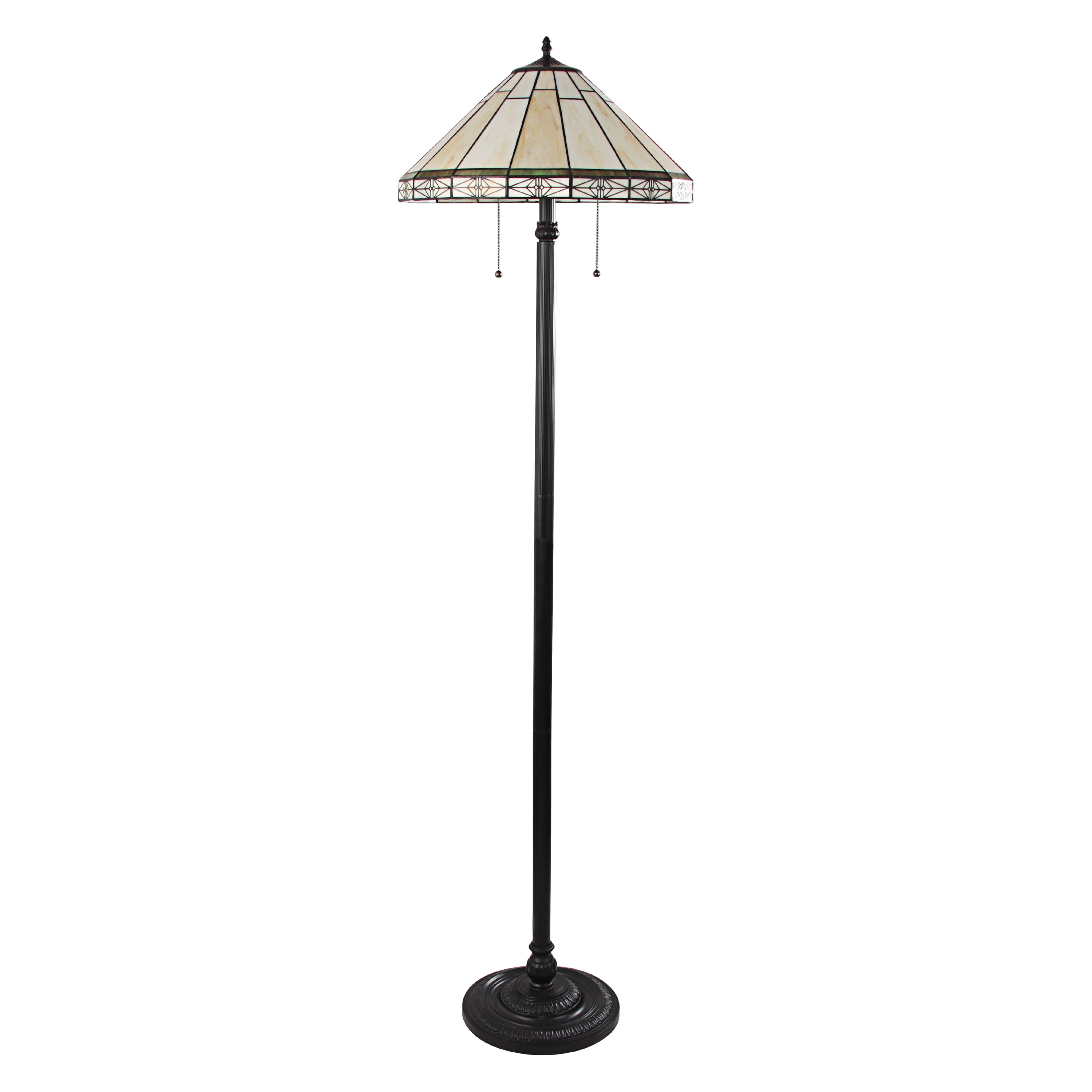 Radiance Goods Mission Tiffany-Style Blackish Bronze 2 Light Floor Lamp 18" Wide/66 Tall