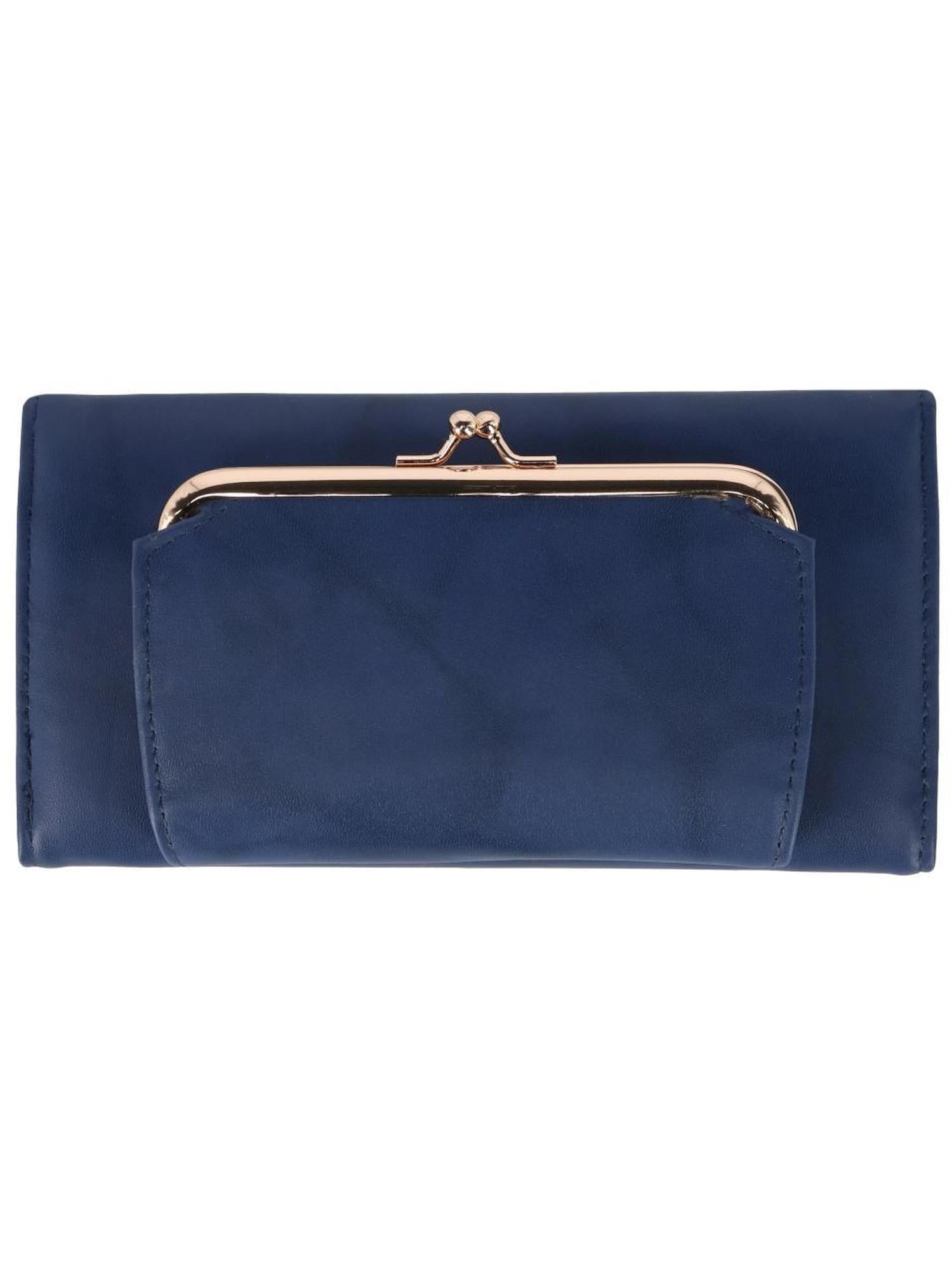 Julia Buxton Women s Heiress Organizer Clutch Leather Mahogany Walmart