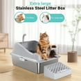 Stainless Steel Cat Litter Box, 16” XL Extra Large Enclosed Litter