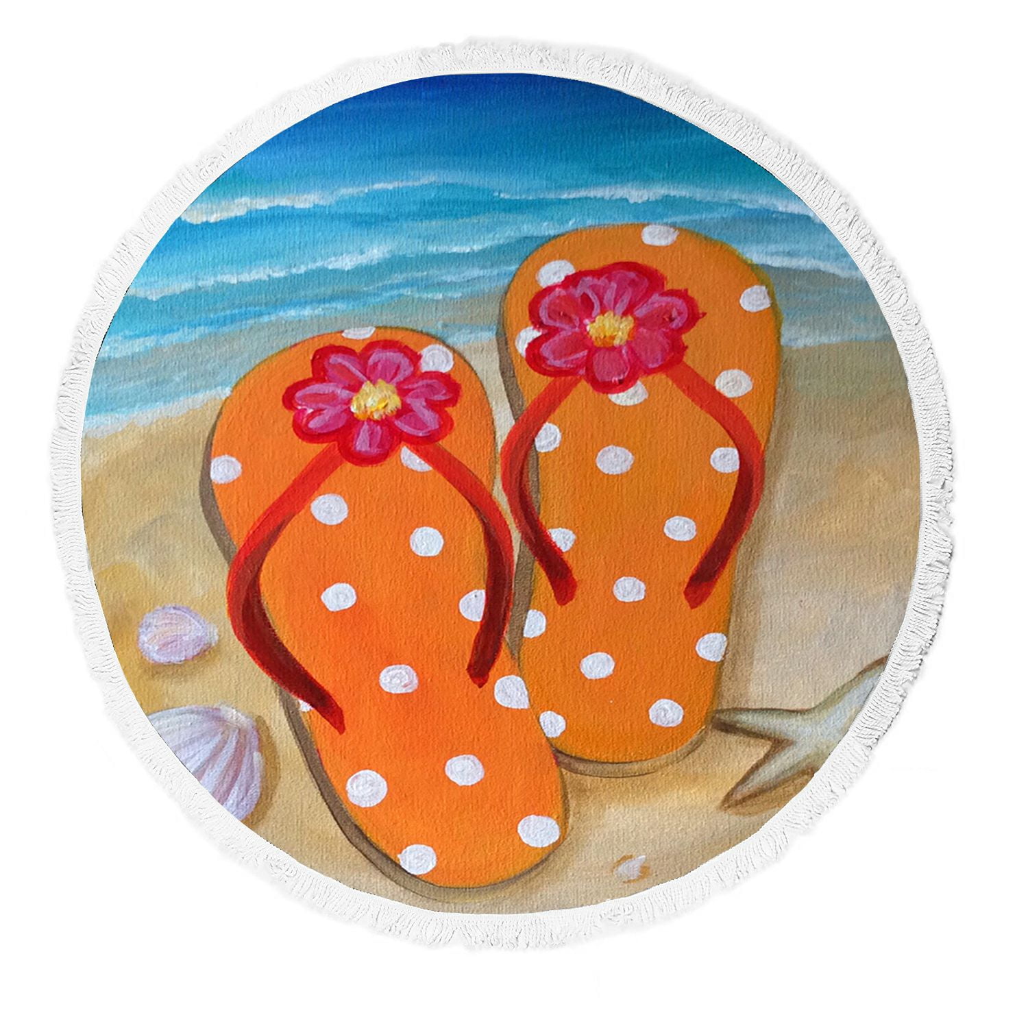 ZKGK Beach Flip Flops Round Beach Towel Beach Mats Beach Shawl Beach