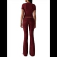 thumbnail image 3 of Pantalón de Traje de Corta Ajustado de Color Liso Color Vino Tinto M, 3 of 10
