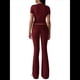 thumbnail image 3 of Pantalón de Traje de Corta Ajustado de Color Liso Color Vino Tinto M, 3 of 10