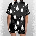 thumbnail image 3 of Ladies' Fashionable Casual Reindeer Snowflake Christmas Tree Christmas Snowman Print Silk Satin Short Sleeved Button Up Pajamas Set Silk Pajamas for Women Shorts Set Women Pajamas Set Tall Transparent, 3 of 4