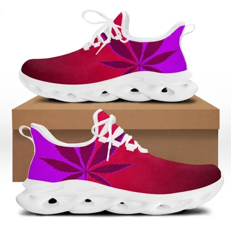 

Women s Walking Flats Green 3D Fashion Weed Foliage Comfort Lace-Up Sneakers Lightweight Zapatos Free Shipping