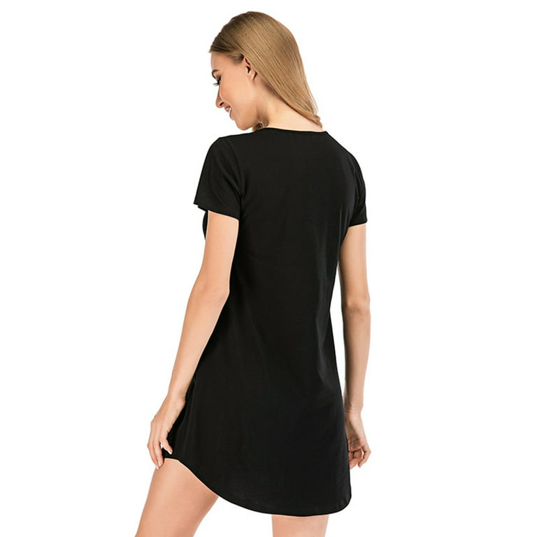 Womens Cotton Nightgown Night Shirt for Sleeping Sleepwear Short Sleeve Sleep  Shirts Nightwear Lounge Wear S-XXL 