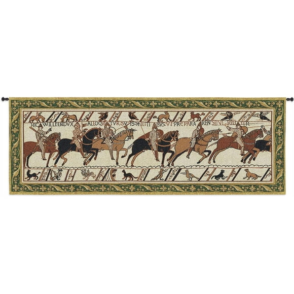 Bayeux Tapisserie Uvre Historique de la Conquérante de Normandie / Tapisserie Tissée Art Mural Suspendu / Uvre d'Art Historique avec Bordure / 100 % Coton Taille USA 76x27