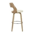 thumbnail image 2 of Cecina 30'' Mid-Century Modern Fixed Height Barstool With Swivel In Zebra And Cream Faux Leather - Set Of 2, 2 of 7