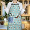 thumbnail image 5 of Light Blue Christmas Santa Pattern Apron-Garden Aprons for Women with Pockets-Cotton Linen Waterproof Kitchen Cooking Gardening Aprons Adjustable for Kitchen,Cooking,BBQ and Salon 33"x27", 5 of 7