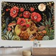 thumbnail image 4 of Tapiz floral de calavera, tapiz de esqueleto de flores, tapiz de jardín de luna, plantas de hongos, colgante de pared vintage para habitación (51,2 × 59,1 pulgadas) negro, 4 of 5