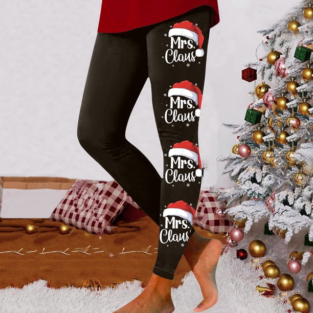 MKLEKYY Leggings para mujer, leggings con estampado navideño festivo para mujer, pantalones de yoga de cintura alta, mallas deportivas cómodas para fitness y entrenamiento