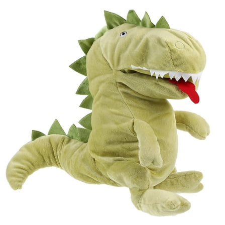 FRCOLOR Green Storytime Hand Puppet for Kids Creative PP Cotton Toy with Wide Mouth 10 Inches