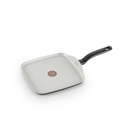 

T-fal Specialty Ceramic G90013 PTFE-free PFOA-free Dishwasher Safe Cookware 10.25 Square Griddle Black